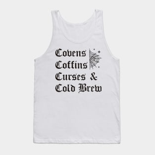 Covens Coffins Curses and Cold Brew Goth Halloween Vintage Tank Top